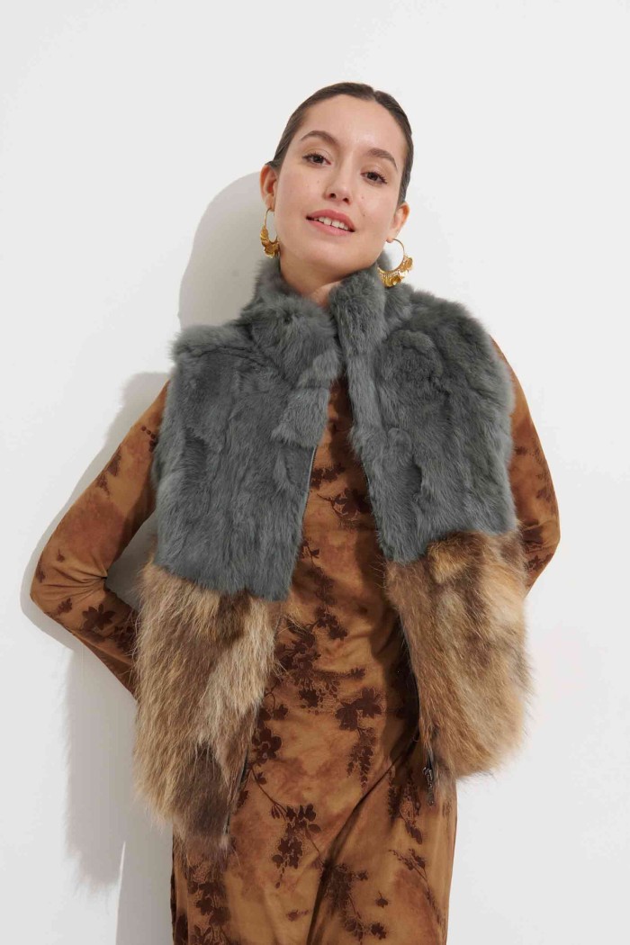 CHALECO PELO CONEJO CON PELO MARMOTA PC-LLL5811-05