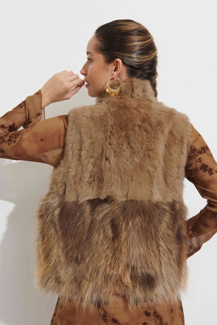 CHALECO PELO CONEJO CON PELO MARMOTA PC-LLL5811-03-L