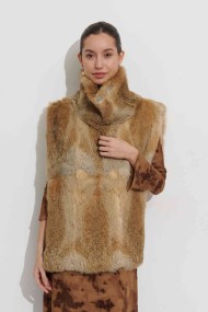 CHALECO DE PELO DE CONEJO CON CUELLO ALTO PC-LLL5893