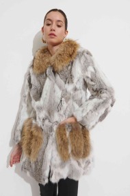 ABRIGOS CON CUELLO DE MARMORA PELO CONEJO 2COLORES PC-LLL5780