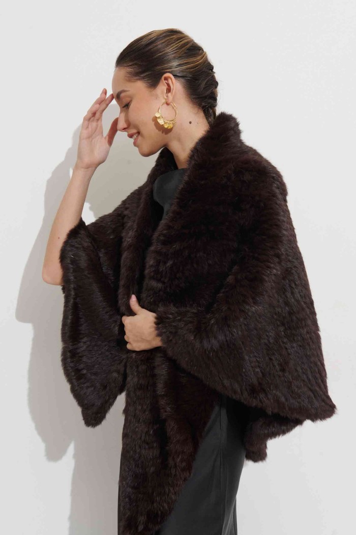 CHAL DE PELO DE CONEJO MARRON PC-LLL5888