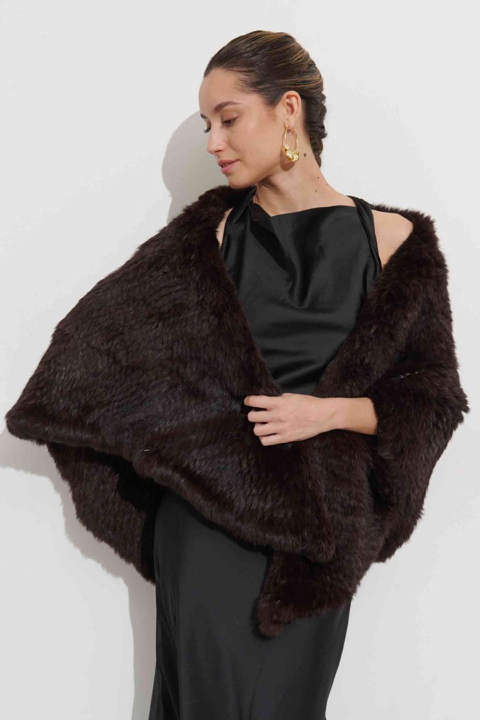 CHAL DE PELO DE CONEJO MARRON PC-LLL5888