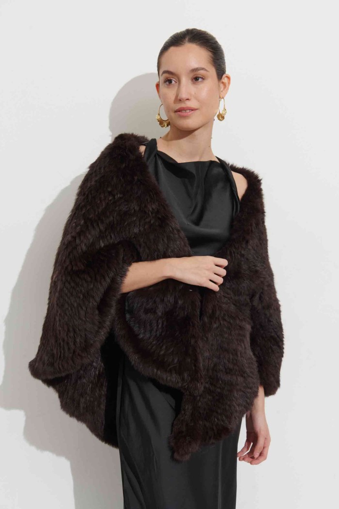 CHAL DE PELO DE CONEJO MARRON PC-LLL5888