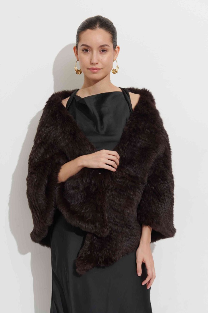 CHAL DE PELO DE CONEJO MARRON PC-LLL5888