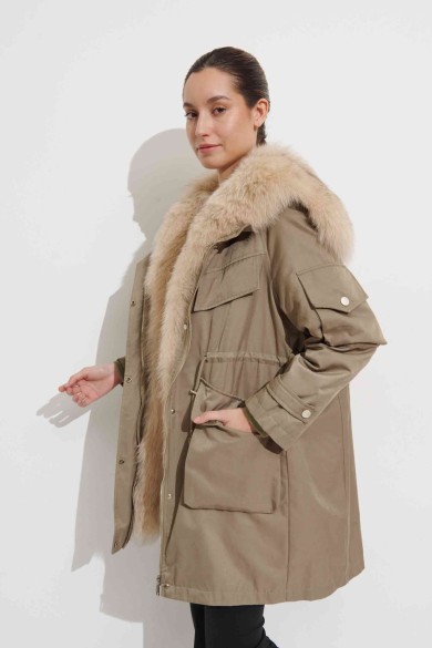 PARKA CON CUELLO DE PELO DE ZORRO PC-LLL5906