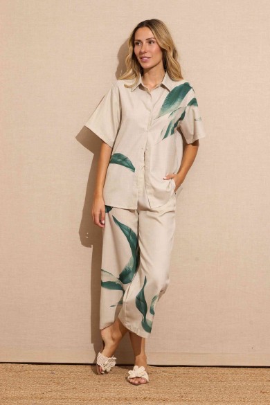 CONJUNTO ESTAMPADO HOJA ESTILO RELAJADO FBZMR22020AB