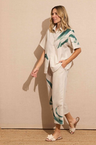 CONJUNTO ESTAMPADO HOJA ESTILO RELAJADO FBZMR22020AB