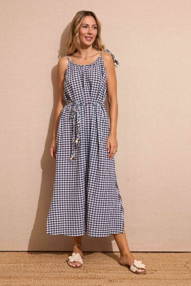 VESTIDO DE CUEDROS VICHY GRIS FBZMA1383