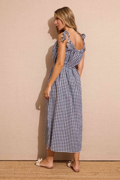 VESTIDO DE CUEDROS VICHY GRIS FBZMA1383