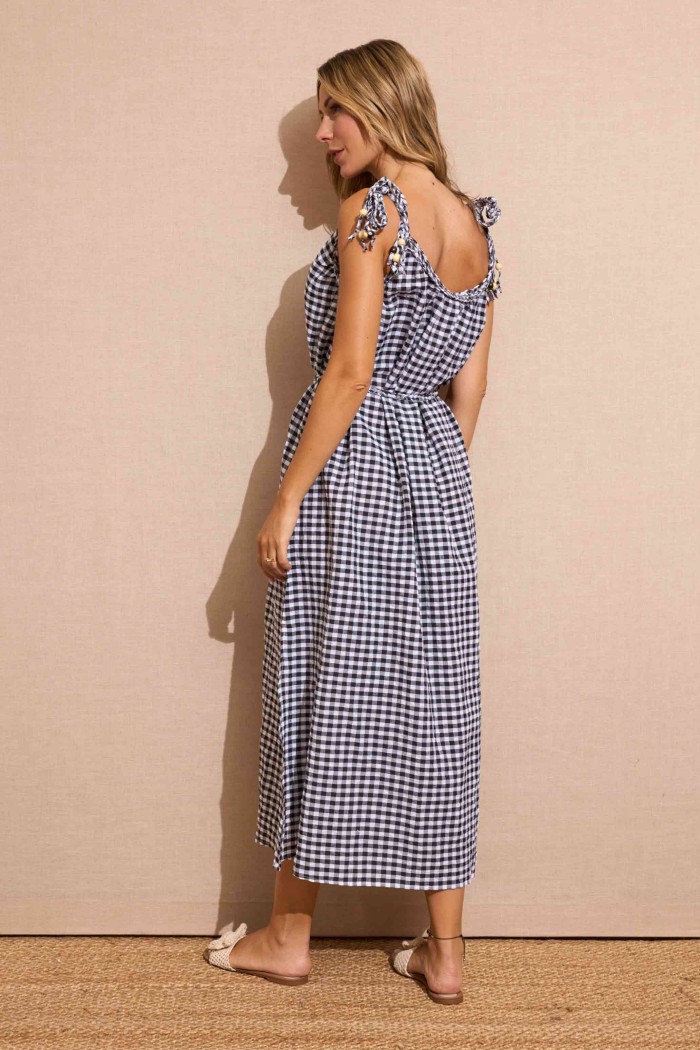 VESTIDO DE CUEDROS VICHY GRIS FBZMA1383