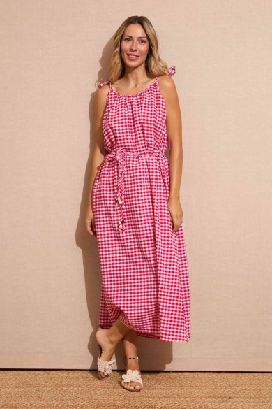 VESTIDO DE CUEDROS VICHY ROJO FBZMA1382