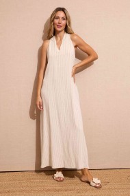 VESTIDO RAYAS BEIGE FBZMR22172