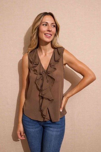 BLUSA SIN MANGAS CON VOLANTE FBZMA1355