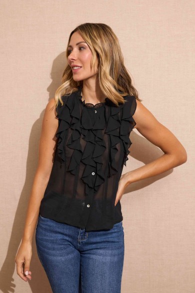 BLUSA SIN MANGAS CON VOLANTES FBZMA1350