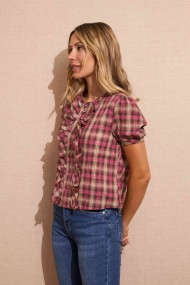 BLUSA DE CUADROS CON VOLANTES FBZMA1550