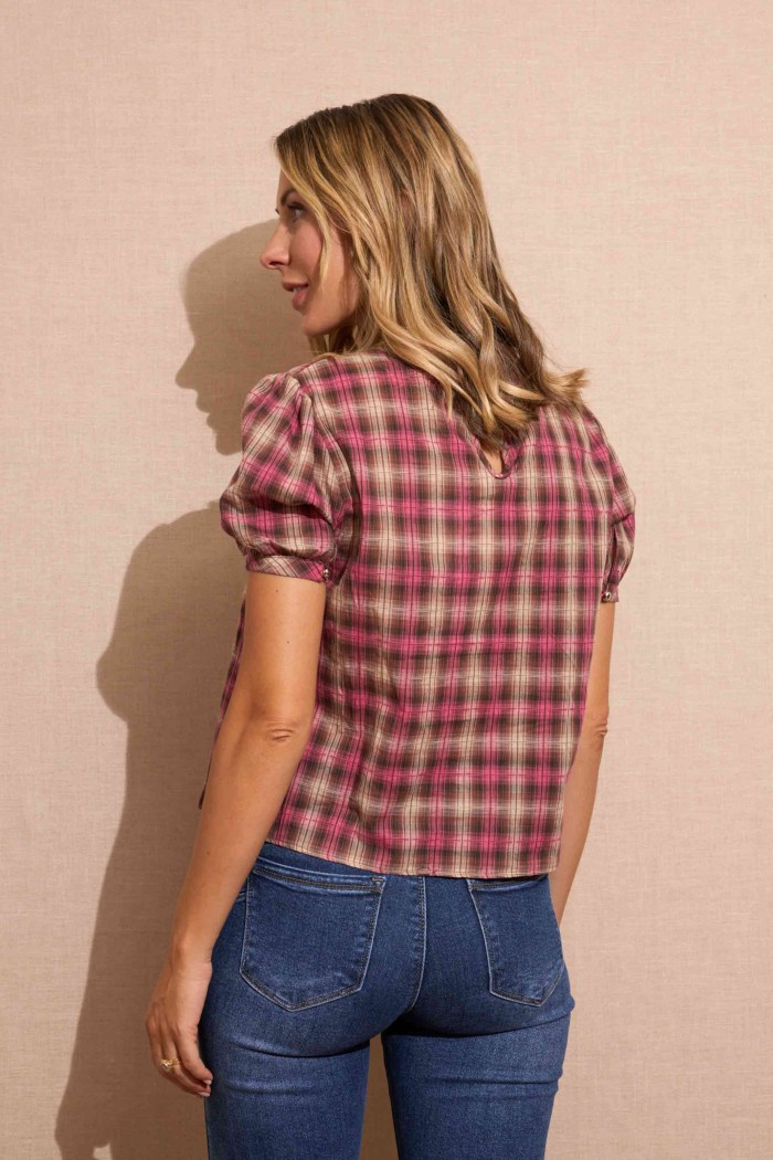 BLUSA DE CUADROS CON VOLANTES FBZMA1550