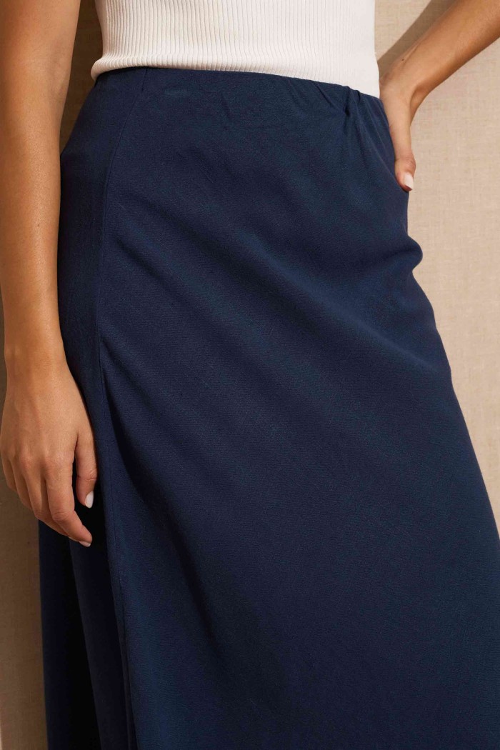 FALDA LARGA RECTA AZUL MARINO FBZMR22104