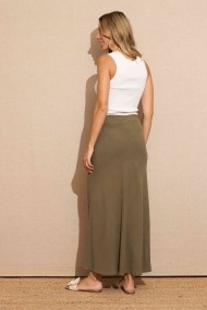FALDA LARGA RECTA VERDE OLIVA FBZMR22103