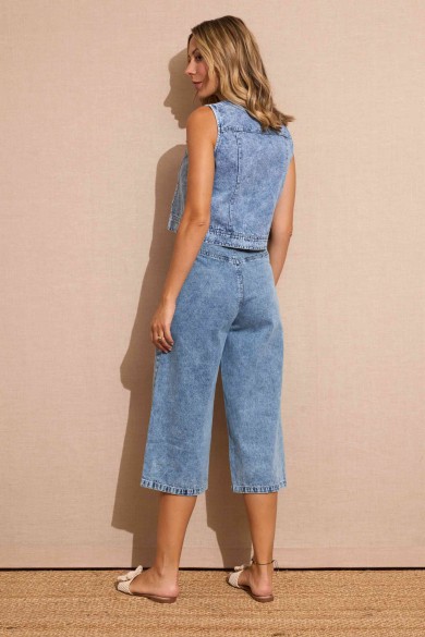 PANTALÓN VAQUERO CULOTTE AZUL CLÁSICO FBZMR22264
