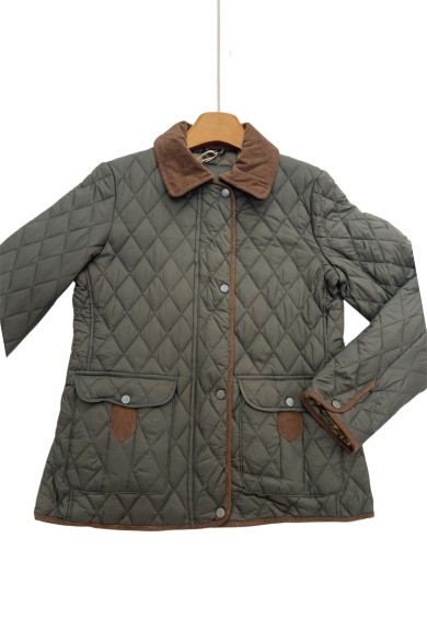 CAZADORA ACOLCHADA VERDE CON DETALLES EN PANA MARRÓN TY-Z56561 2COLORES