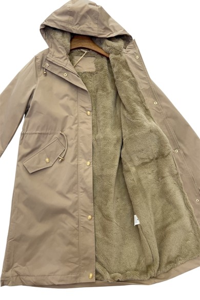 PARKA BEIGE CON CAPUCHA Y CINTURA AJUSTABLE TY-Z56028 2COLORES