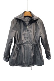 CHAQUETA REVERSIBLE NEGRO CON CAPUCHA Y CINTURA AJUSTABLE TY-Z56006 4COLORES