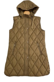 CHALECO ACOLCHADO LARGO CON CAPUCHA EN MARRON TY-Z56219 7COLORES