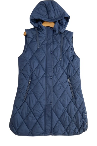 CHALECO ACOLCHADO LARGO CON CAPUCHA EN AZUL MARINO TY-Z56219 7COLORES
