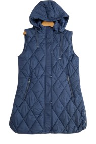 CHALECO ACOLCHADO LARGO CON CAPUCHA EN AZUL MARINO TY-Z56219 7COLORES