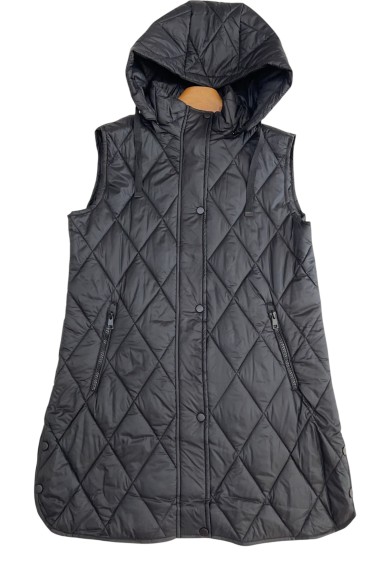 CHALECO ACOLCHADO LARGO CON CAPUCHA EN NEGRO TY-Z56219 7COLORES