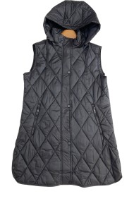 CHALECO ACOLCHADO LARGO CON CAPUCHA EN NEGRO TY-Z56219 7COLORES