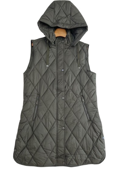 CHALECO ACOLCHADO LARGO CON CAPUCHA EN VERDE OLIVA TY-Z56219 7COLORES
