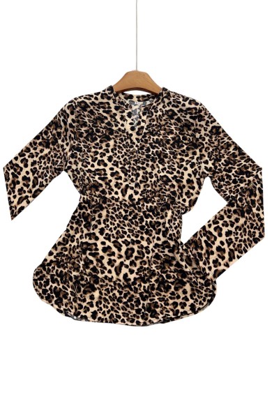 BLUSA ESTAMPADO LEOPARDO CON ESCOTE EN V Y MANGA LARGA TY-L39053