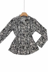 BLUSA ESTAMPADO CEBRA CON MANGA LARGA Y BOTONES FRONTALES TY-L39055