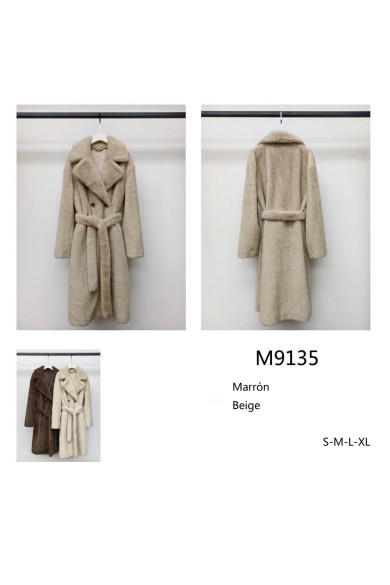 ABRIGO LARGO DE PELO SINTÉTICO CON CINTURÓN 2COLORES TY-M9135