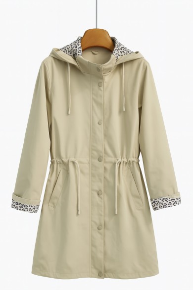ABRIGO IMPERMEABLE CON CINTURA AJUSTABLE Y FORRO ANIMAL 4COLORES PRINT TY-Z56227