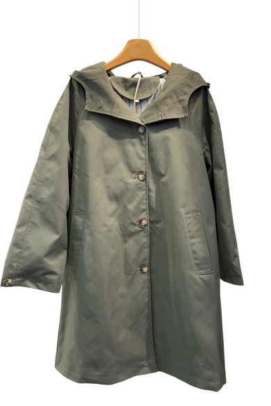 ABRIGO IMPERMEABLE CON BOTONES Y FORRO DE RAYAS 3COLORES TY-Z56033