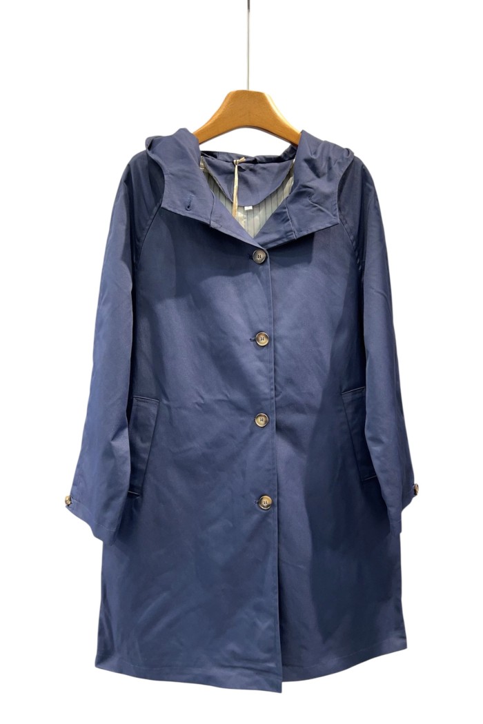 ABRIGO IMPERMEABLE CON BOTONES Y FORRO DE RAYAS 3COLORES TY-Z56033