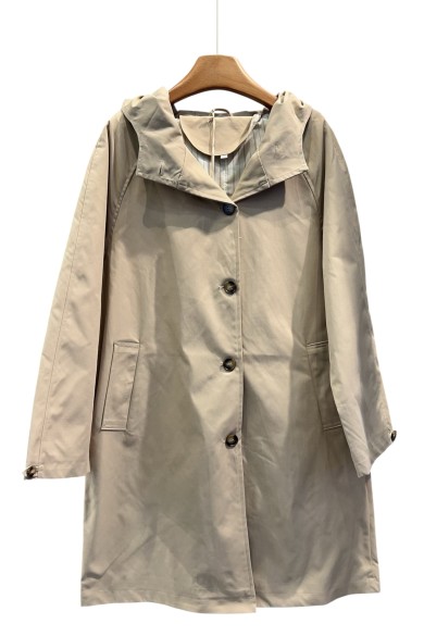 ABRIGO IMPERMEABLE CON BOTONES Y FORRO DE RAYAS 3COLORES TY-Z56033