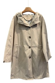 ABRIGO IMPERMEABLE CON BOTONES Y FORRO DE RAYAS 3COLORES TY-Z56033