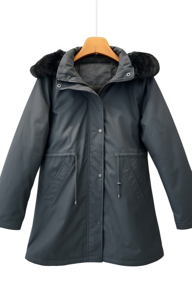 ABRIGO CON FORRO DE PELO Y CORDONES AJUSTABLES 3COLORES TY-Z56022