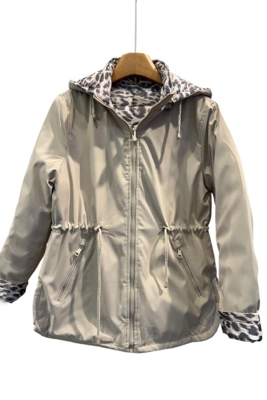 CHAQUETA REVERSIBLE CON CAPUCHA Y ESTAMPADO ANIMAL PRINT TY-Z56005