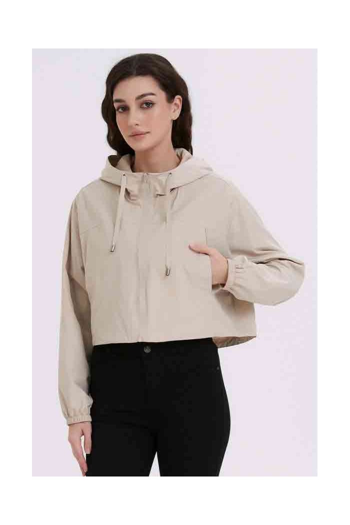 CHAQUETA CORTA CON CAPUCHA CIERRE CREMALLERA 3COLORES OBRF2054