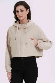 CHAQUETA CORTA CON CAPUCHA CIERRE CREMALLERA 3COLORES OBRF2054