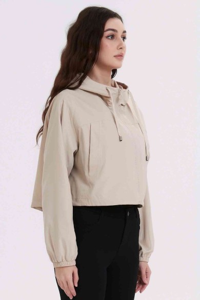 CHAQUETA CORTA CON CAPUCHA CIERRE CREMALLERA 3COLORES OBRF2054