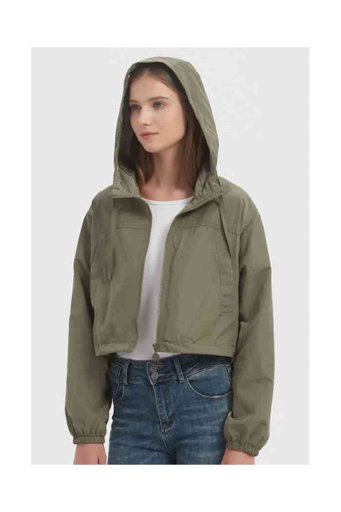 CHAQUETA CORTA CON CAPUCHA CIERRE CREMALLERA 3COLORES OBRF2054
