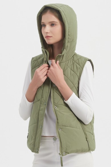 CHALECO ACOLCHADO CON CAPUCHA CUADROS OBRF2051