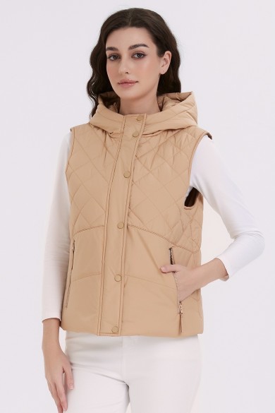 CHALECO ACOLCHADO CON CAPUCHA CUADROS OBRF2051