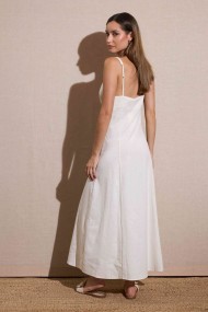 VESTIDO LARGO DE TIRANTES ANCHOS EN COLOR CRUDO FBZMR22118