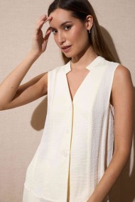 CONJUNTO SIN MANGAS CAMISA y PANTALÓN COLOR CRUDOFBZMR22333 22334